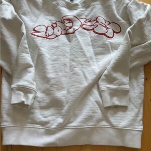 White Crewneck Sweater with Red Graphic